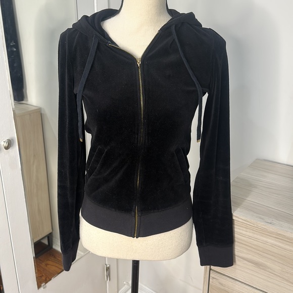 VINTAGE ORIGINAL Juicy Couture Velor Tracksuit Black Small/Medium - Picture 2 of 7